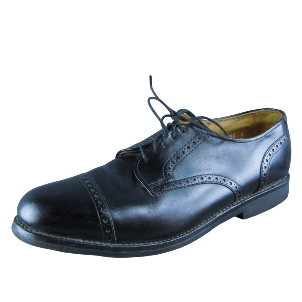 Allen Edmonds Brogue‎ Toe Cap Men Derby Oxfords Size 10.5 Narrow Black Leather